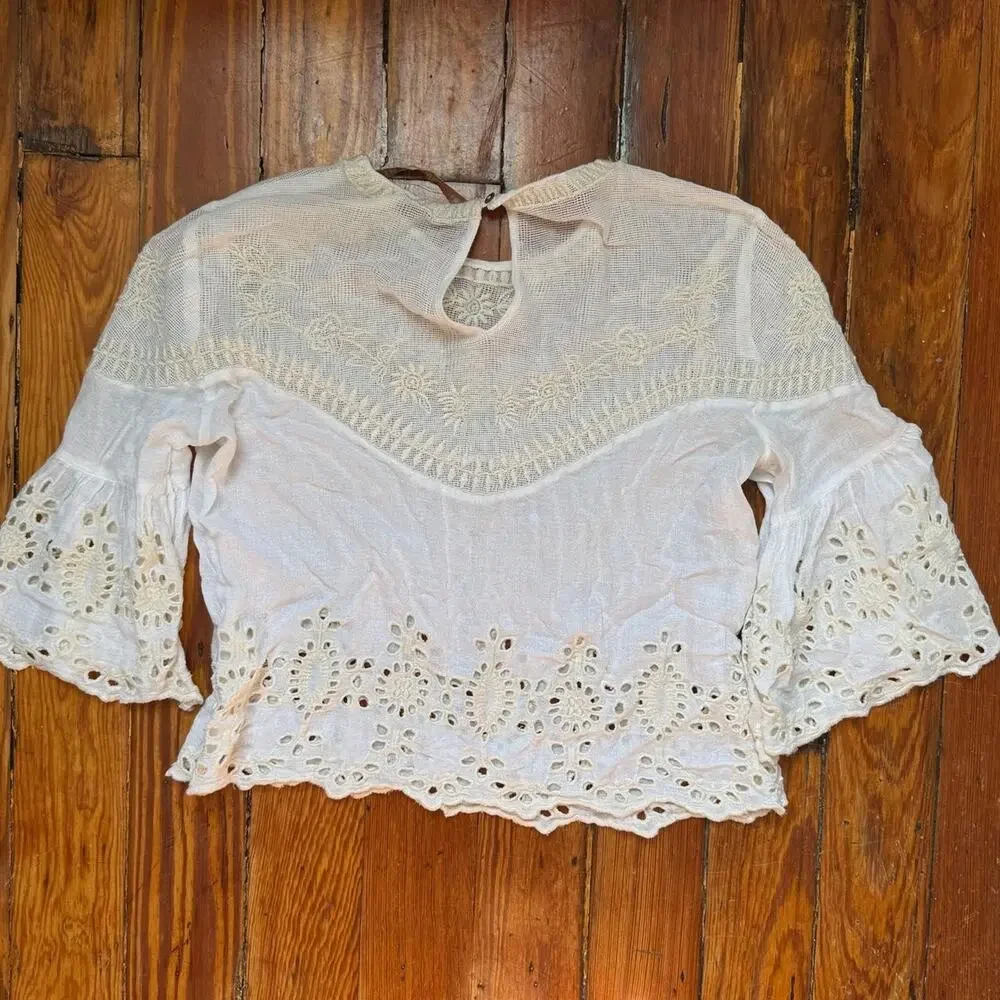 Zara white lace blouse
